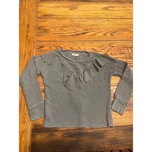 Tucker + Tate distressed grey ruffle neck long sleeve size Medium girls 8-10